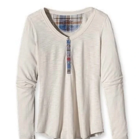 Patagonia White and Tan Long Sleeve Buttoned T-Shirt Organic Cotton Size S - Picture 2 of 14